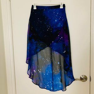 Forever 21 Celestial Galaxy High-Low Skirt, size S
